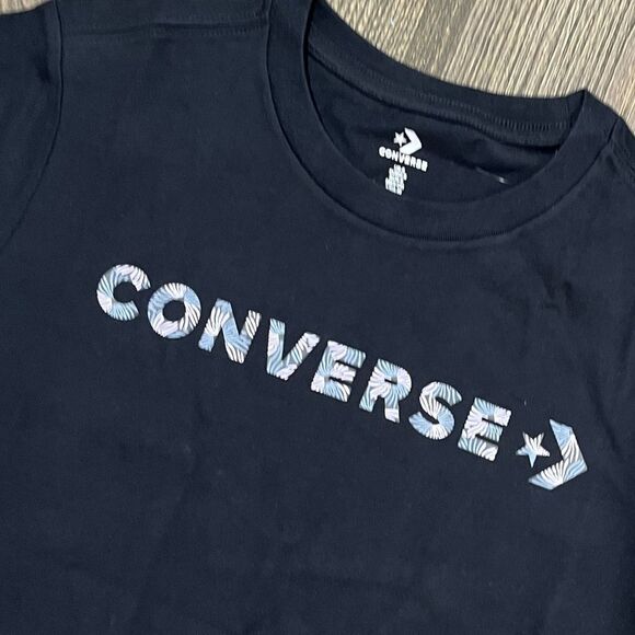 NWOT Converse T-Shirt Crewneck Short Sleeve Pullover Lightweight Black Size S - Picture 2 of 4